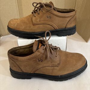 Hy-test Safety SD Work Shoes Womens 7 WIDE Brown Leather Composite Toe Oxford